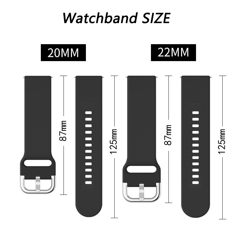22mm 20mm Strap For Samsung Galaxy Watch 4/5/5 pro/Classic 46mm/Active 2/Gear S3 Silicone Band Huawei GT 2/2e/3/3 pro Bracelet_voghion.com