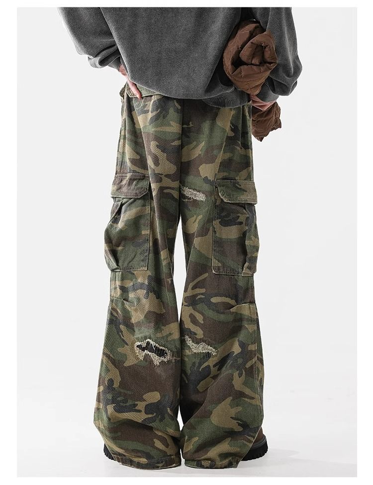 Men's Clothing High Street Pure Wild Hole Camouflage Pants Men And Womentrend Big Pocket Casual Overalls Loose Vibe_voghion.com