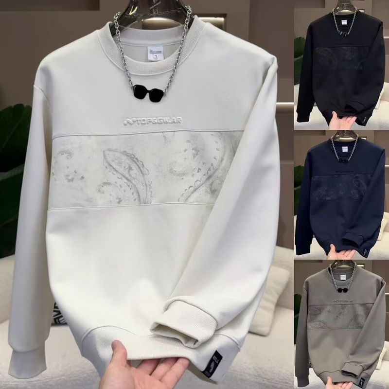 „Freizeitliches Herren-Sweatshirt mit Rundhalsausschnitt – Oversized-Pullover mit Patchwork-Grafikprint“_voghion.com