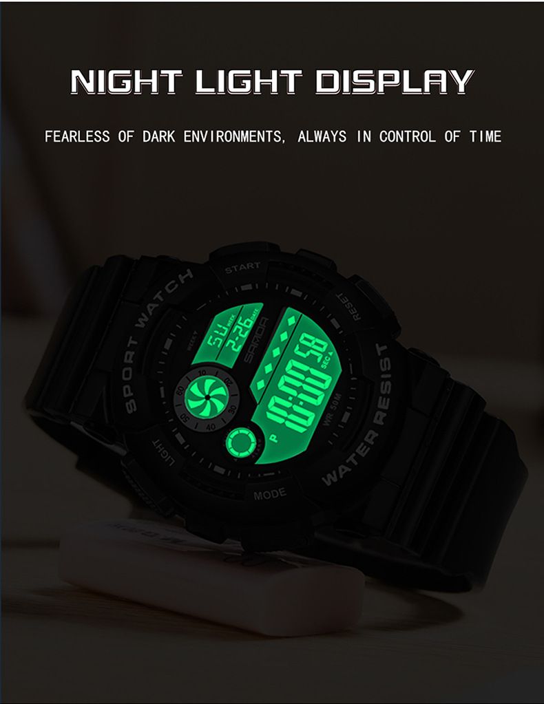 Kids Digital Sports Watch With Waterproof, Night Light, Alarm, Day & Date Display - Colorful Multi-Function Unisex Student Watch Electronic Watch_voghion.com