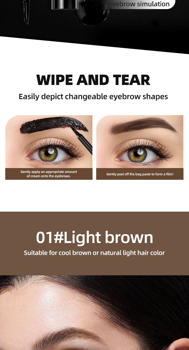 OCHEAL Cross-border Tear-off Eyebrow Glue Tear-off Speed Eyebrow Three-dimensional Eyebrow Dye Cream, Light Brown: A Must-have For Light Hair Color/wh_voghion.com