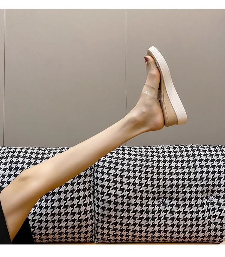 Transparent Ribbon 2025 New Summer Style Fashionable Thick Soled High Heeled Beach Shoes With Anti Slip Flat Sole And_voghion.com