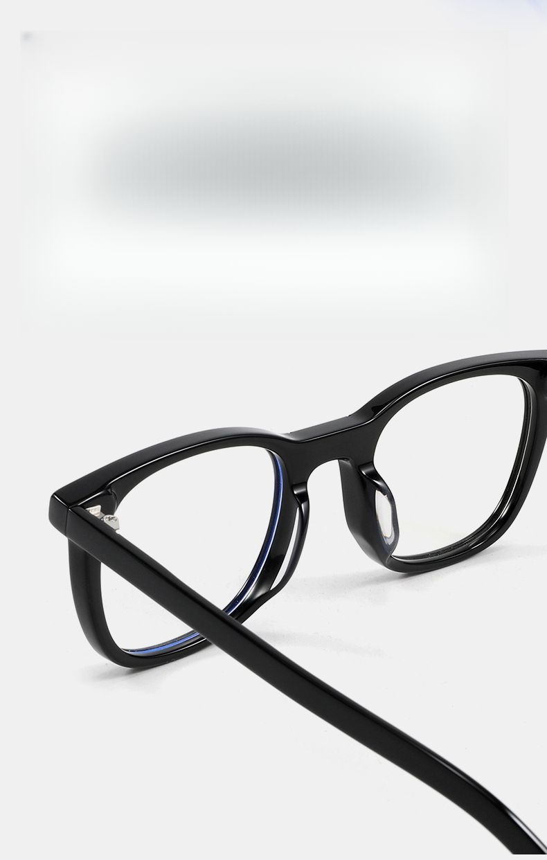 Women's Eyeglasses Frame, Black Acetate Large Frame, Slim Face, For Prescription Lenses, Blue_voghion.com