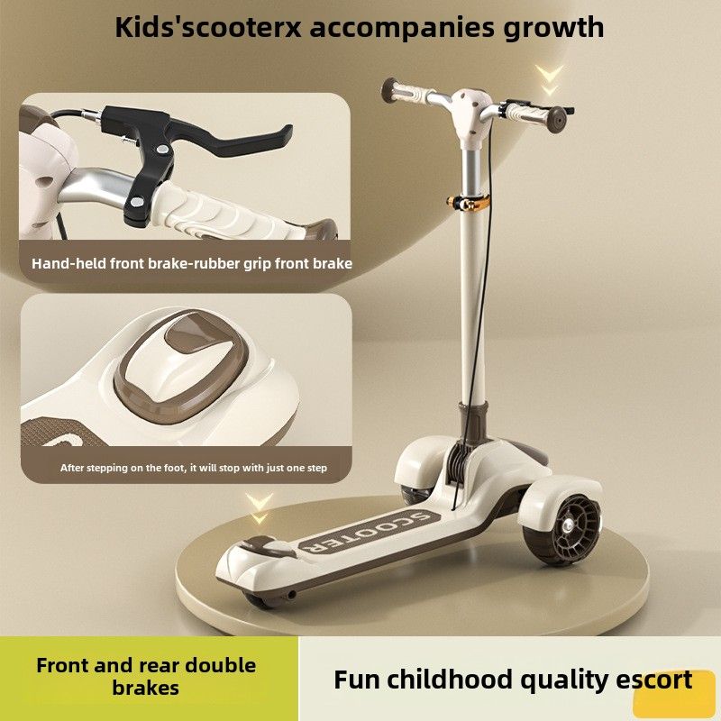 Büyük Çocuklar İçin Scooter Yanıp Sönebilir, Ergen Tek Bacaklı Scooter Üç Tekerlekli Çocuk Katlanabilir Oyuncak Araba_voghion.com