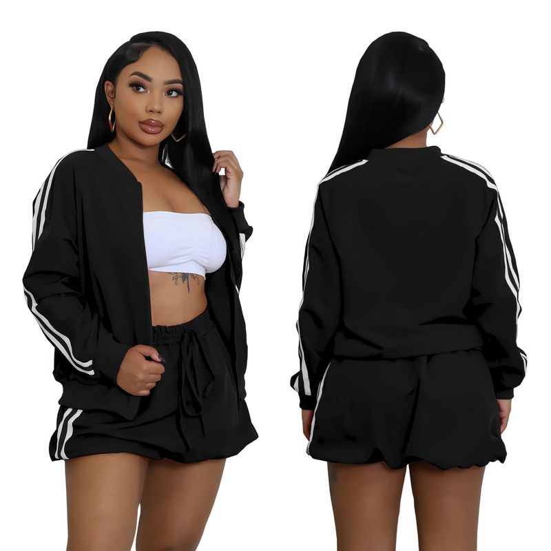 Vêtements pour femmes Mode Vêtements pour femmes Veste à ruban Jupe courte Couleur unie Costume deux pièces Neuf_voghion.com