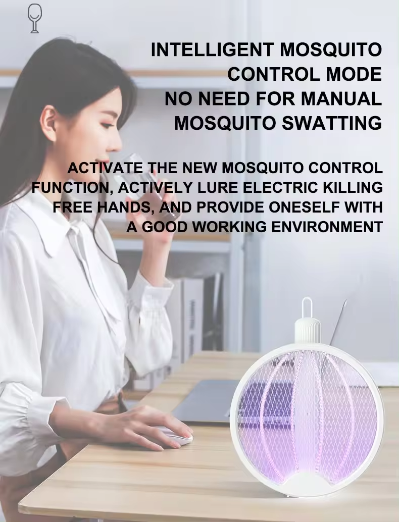 Folding Mosquito Swatter 2 in 1, Mosquito Trap Light and Racket, USB Rechargeable Electric Fly Swatter for Home and Outdoor_voghion.com