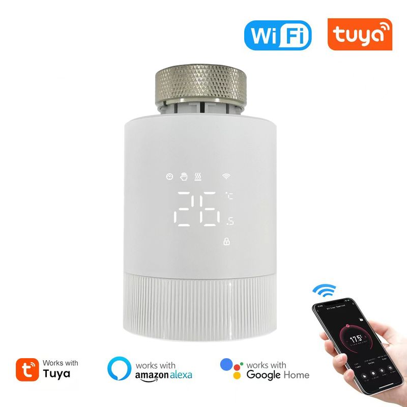RKHK Tuya Smart WiFi Thermostatique Radiateur Vae Head TRV Thermostat Contrôleur de Température Fonctionne avec Alexa Google Home_voghion.com