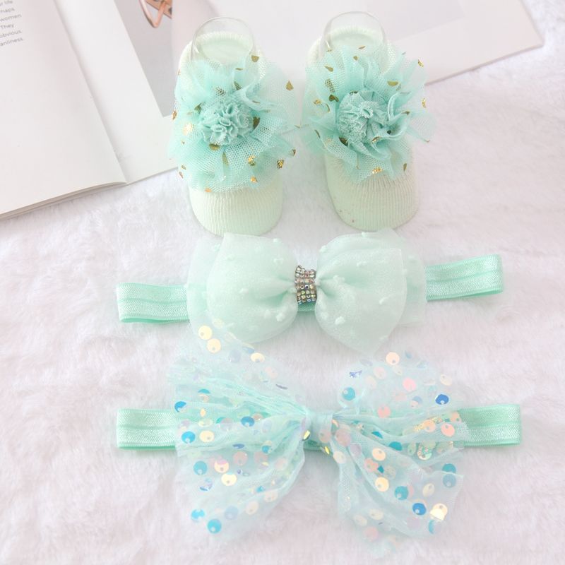 Fascia per capelli da bambina con fiori, calzini, set di fiocchi a corona, fascia per capelli per neonati, fasce per ragazze, turbante, accessori per capelli per bambini, 3 pezzi/set_voghion.com