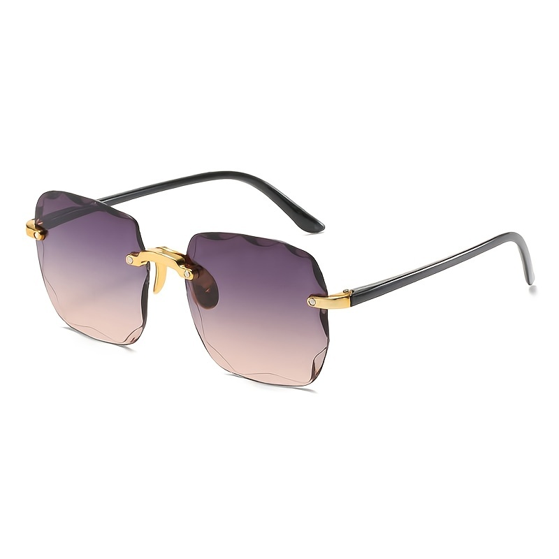 Occhiali da sole con lenti colorate polarizzate oversize con montatura quadrata alla moda senza cornice per passerella da donna su strada_voghion.com