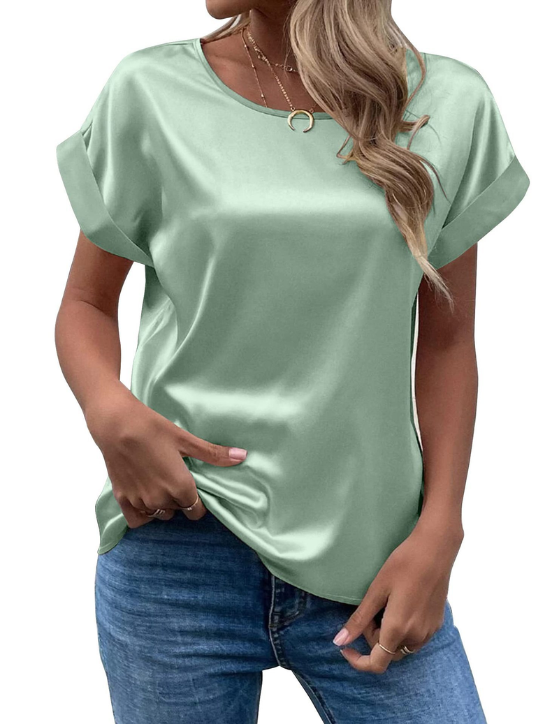T-shirt da donna a gamba dritta con scollo rotondo in velluto a coste color K Fashion Temperament_voghion.com