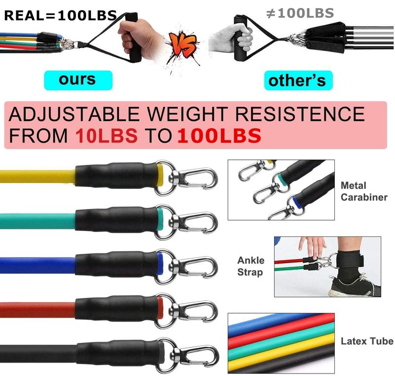16Pcs Resistance Bands Set Expander Yoga Exercise Fitness Rubber Tubes Band Stretch Training Home Gyms Workout Elastic Pull Rope_voghion.com