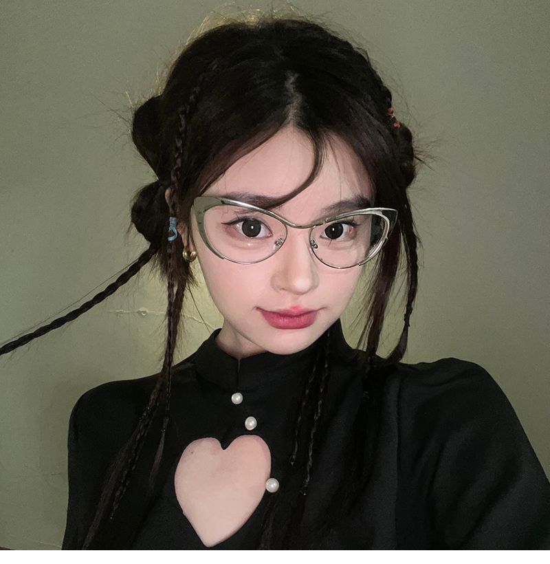 Metal Eyeglasses For Women Y2K Hottie, Nude Face, Internet Celebrities With Myopic Flat Frames_voghion.com