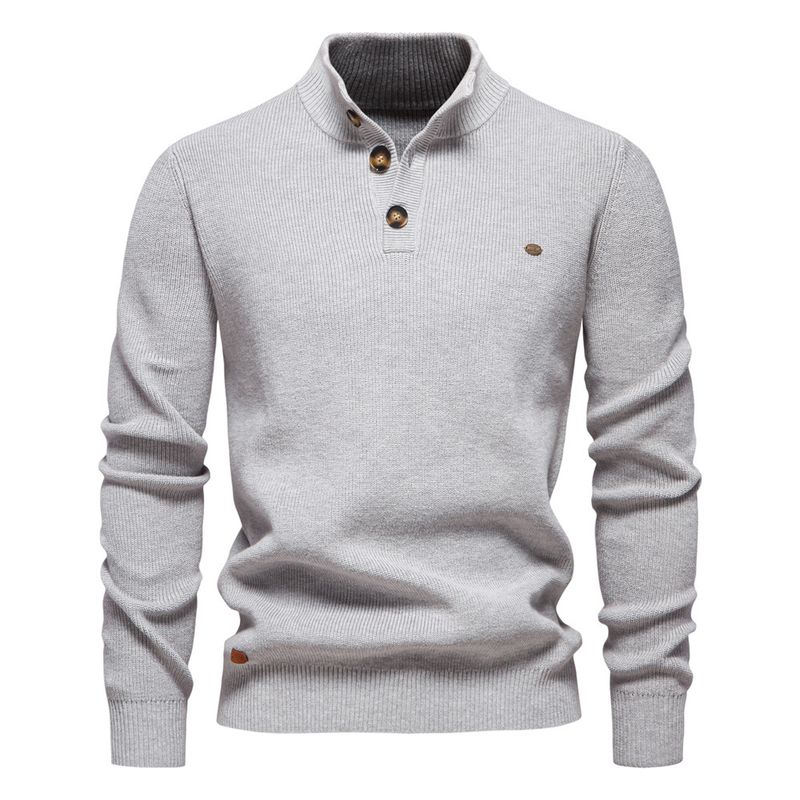 Nieuwe herfst- en wintertrui voor heren in Europese maat, heren met lange mouwen, halve rits, opstaande kraag, effen kleur, casual trendtrui die bij elkaar past_voghion.com