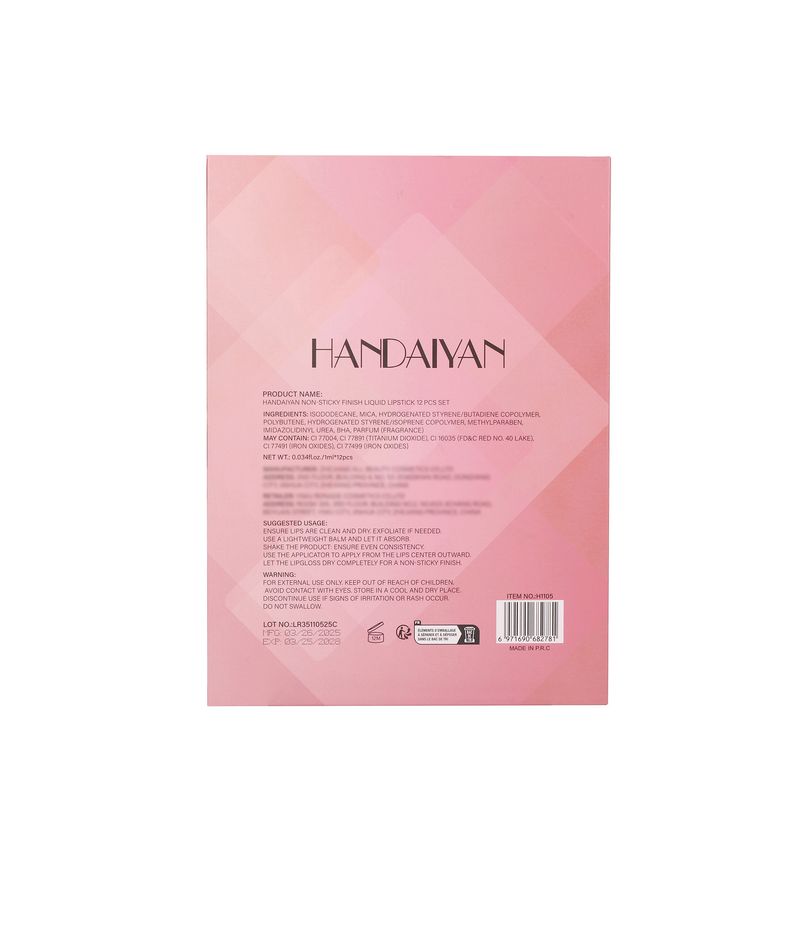 HANDAIYAN Square Tube Lip Gloss Set - Waterproof, Easy To Apply, Pearl & Matte, Long-Lasting_voghion.com