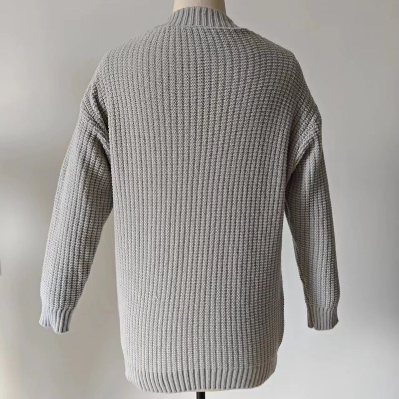 Cardigan tricoté brodé pour femme, nouvelle veste décontractée à simple boutonnage, automne et hiver_voghion.com