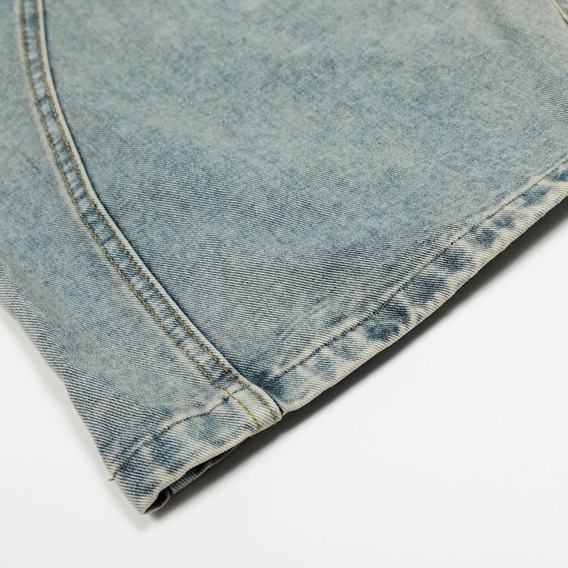 Amerikaanse High Street Silhouette Denim Broek Gepersonaliseerde Taille Touw Ontwerp Gevoel Driedimensionale Deconstructie_voghion.com