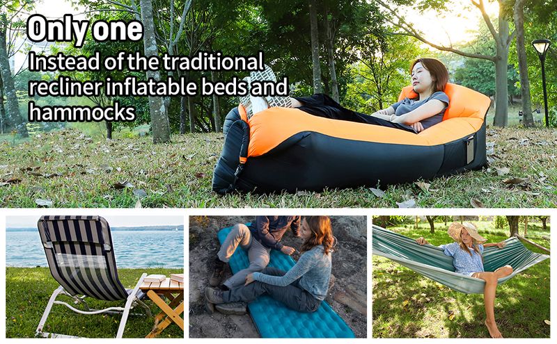Iatable Lounger Air Sofa Hammock Portable Waterproonti-Air Leaking Pouch Couch with Pillow for Indoor Outdoor Camping_voghion.com