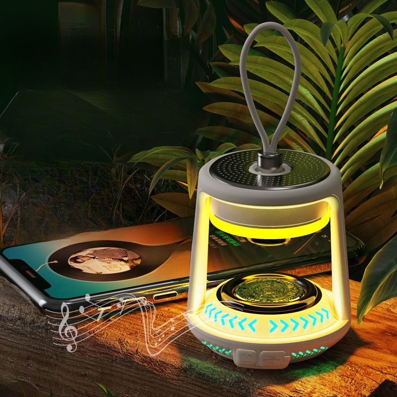 Lanterna da esterno Yinuo con batteria a lunga durata, illuminazione per tenda da campeggio, altoparlante Bluetooth ricaricabile_voghion.com