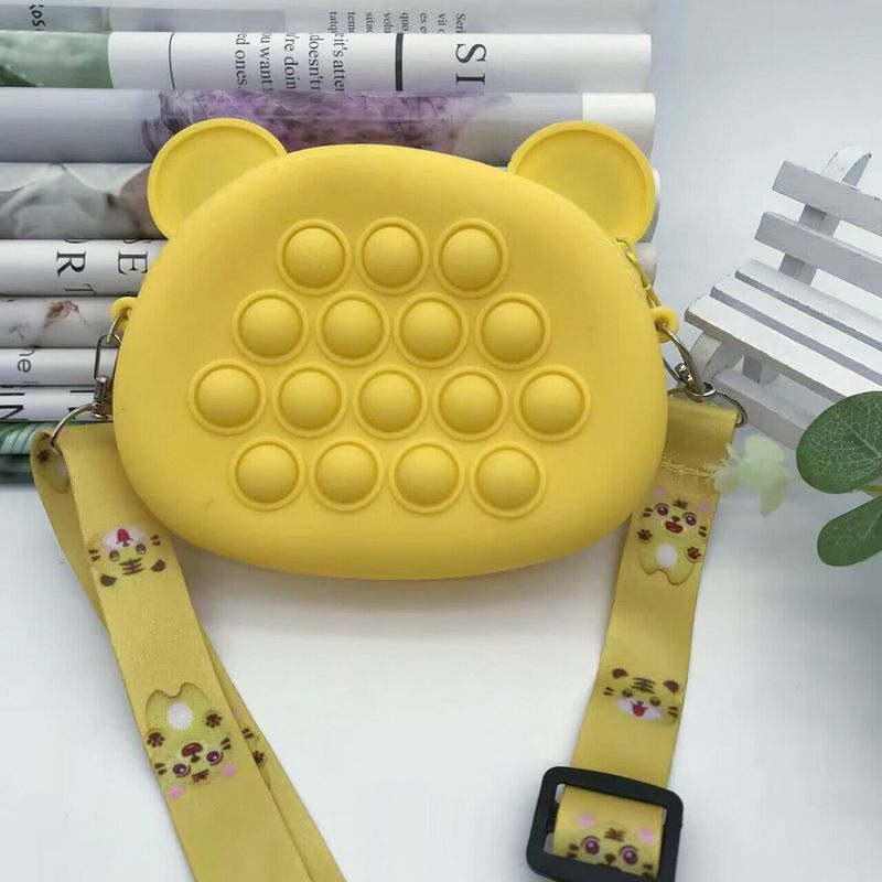 Borsa a tracolla per bambini a forma di acchiappa-topi, a forma di tigre felice, in silicone, giocattolo antistress da spremere, portamonete_voghion.com