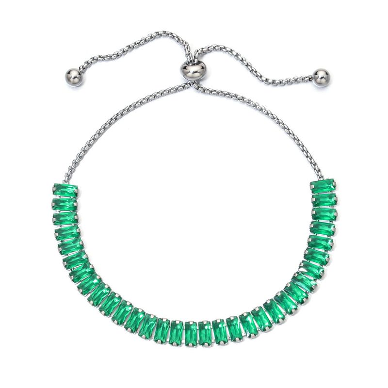 Stainless Steel Tennis European And American Exquisite Simple Zircon Diamond Bracelet For Women Non-Fading Jewelry_voghion.com