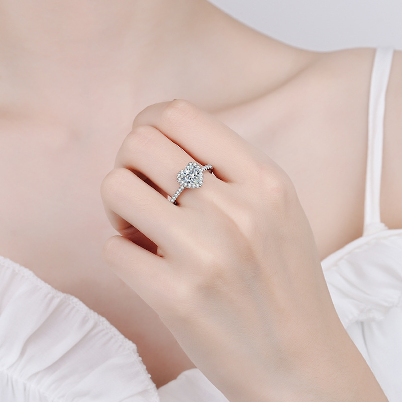 Tancise 1ct Heart Cut D Color Moissanite Engagement Ring With GRA Sterling Silver Rings For Women Jewelry Wholesale_voghion.com