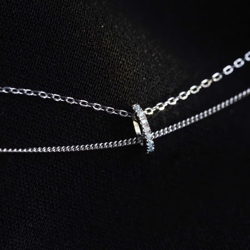 High-Value Double-Layer Circle For Women, Niche Design Choker, Imple Ins Tyle, Minimalist Clavicle Chain Necklace_voghion.com