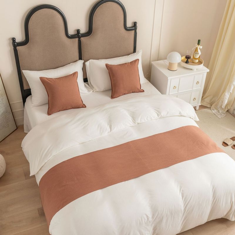 Bandiera da letto in lino di cotone tinta unita in stile europeo e americano, asciugamano da letto in lino di cotone per hotel, hotel, locanda_voghion.com