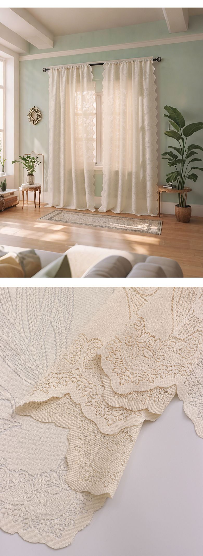Tulip Embroidered Lace Four Seasons Universal Curtain Fabric Ins Style Balcony Curtain Window Screen_voghion.com