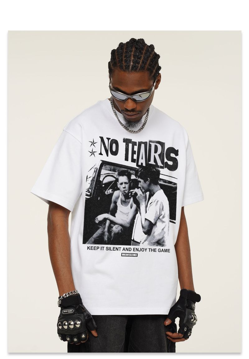 Men's Clothing Summer Monochrome Portrait Retro Distressed Heavy Cotton T Shirt Printed Men's Short Sleeved Bottom Trend_voghion.com