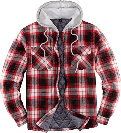 Herrenbekleidung Herbst und Winter verdickter Baumwollmantel kariert langärmelige lockere Kapuzenjacke_voghion.com