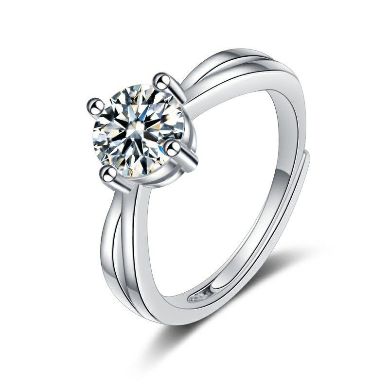 Anello con sei griffe in zircone aperto, scintillante, di lusso, in pietra Mosang, placcato argento, per donna, edizione coreana, con diamanti e temperamento._voghion.com