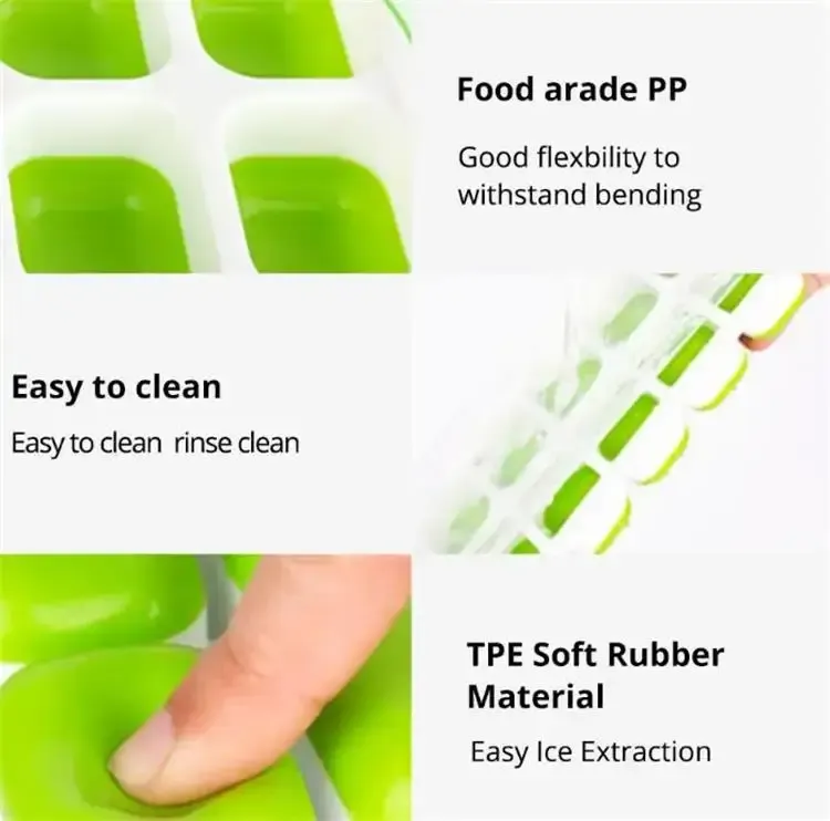 Silikonwürfel, leicht zu lösende und flexible Form, auslaufsicher, abnehmbarer Deckel, stapelbare Eiswürfelschalen mit Abdeckungen_voghion.com