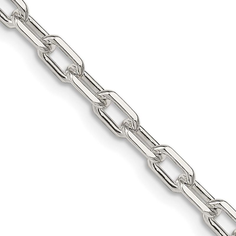 Sterling Silver Rhodium-plated 4.5mm Diamond-cut Long Link Cable Chain_voghion.com