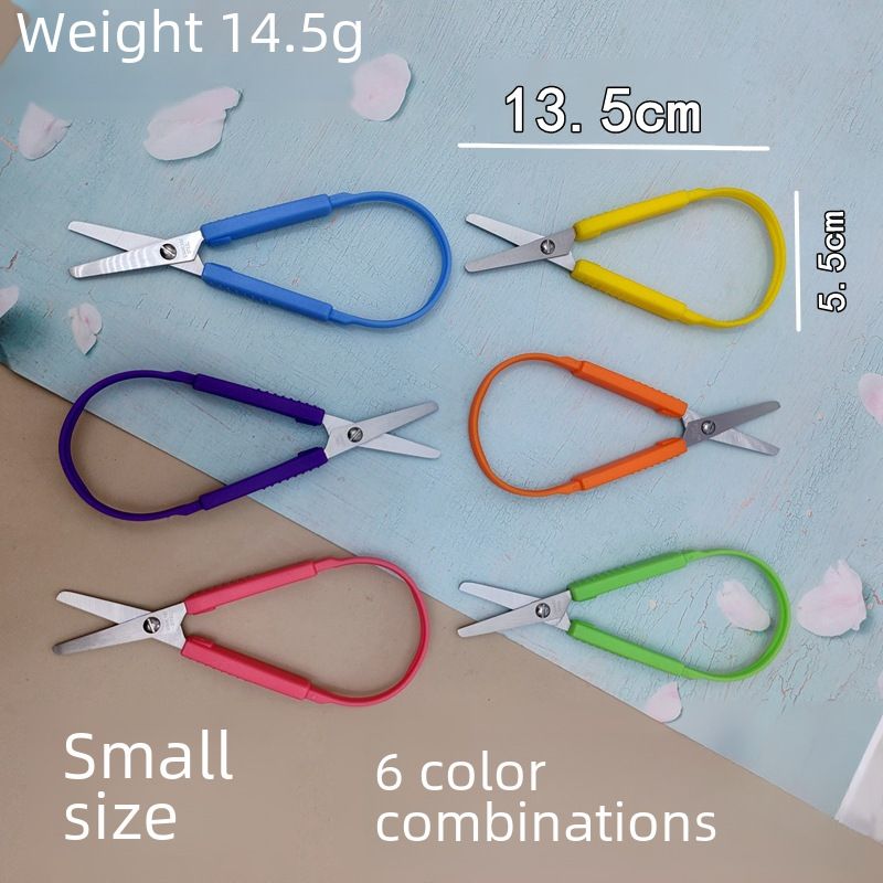 Cross-border supply automatic ring elastic scissors spot multi-color set large small tool ring scissors_voghion.com
