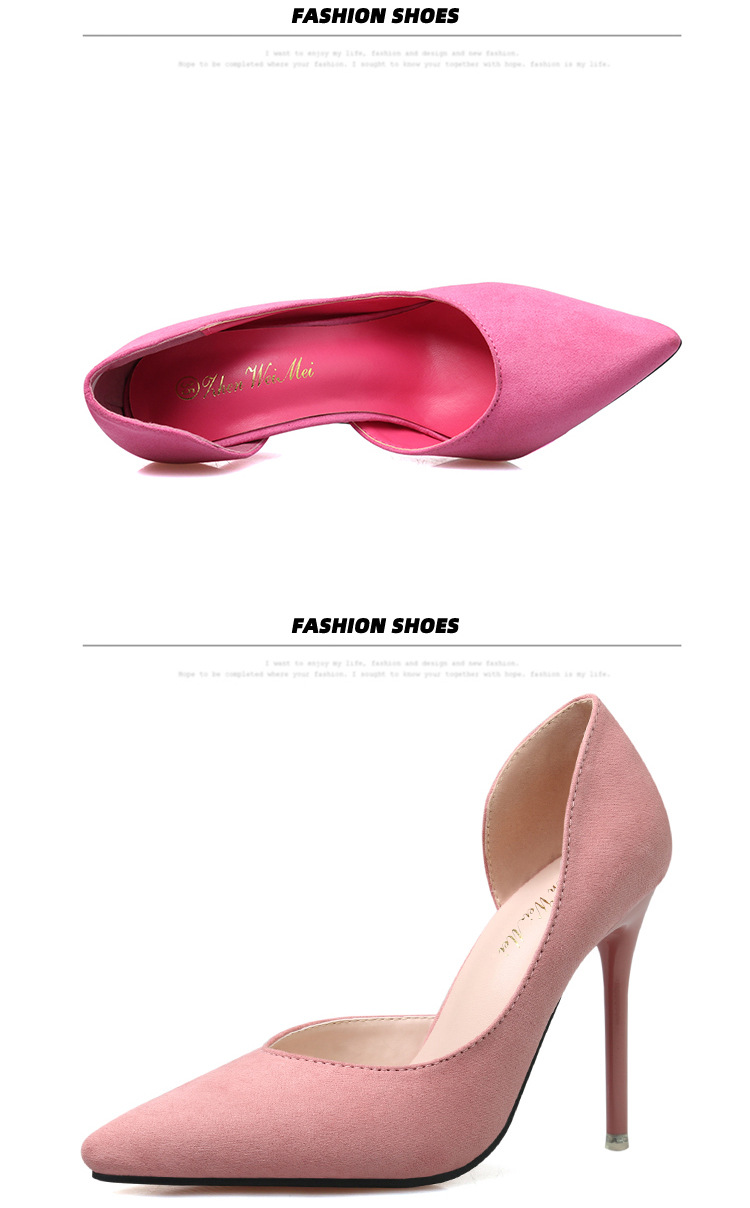 8915-3 Korean version fashionable and minimalist slim high heeled suede for slimming effect, shallow mouthed pointed_voghion.com