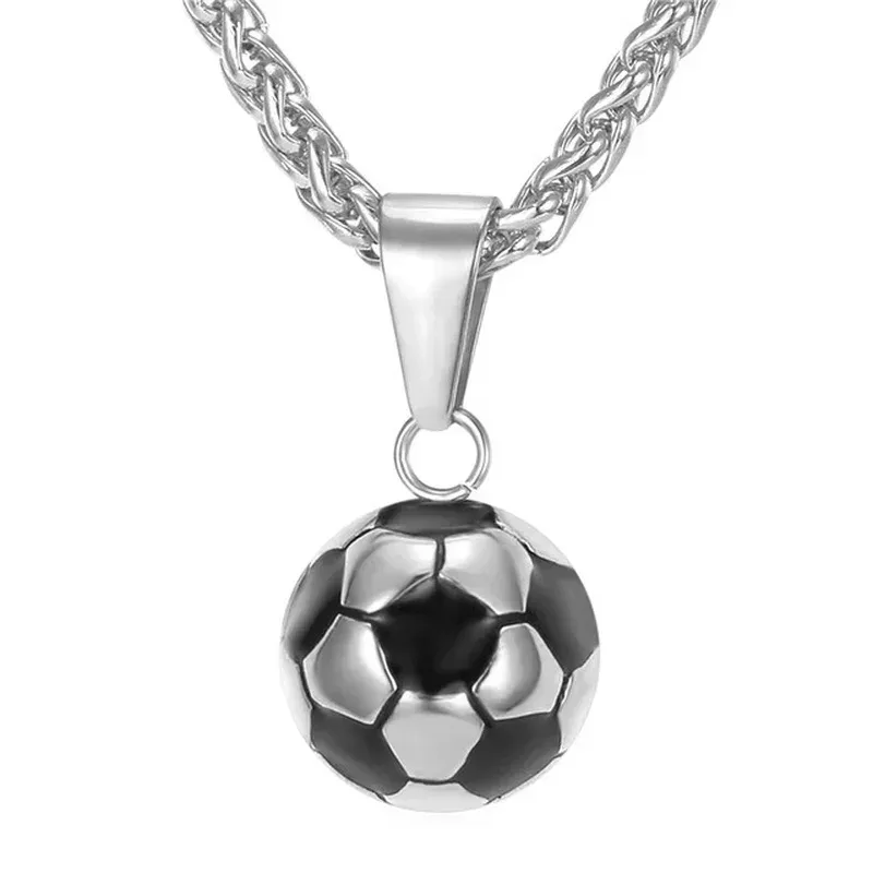 Ready Stock Summer Fashion Sports Football Stainless Steel Chain Boy's Men Necklace Jewelry Accessories for Creative Gift_voghion.com