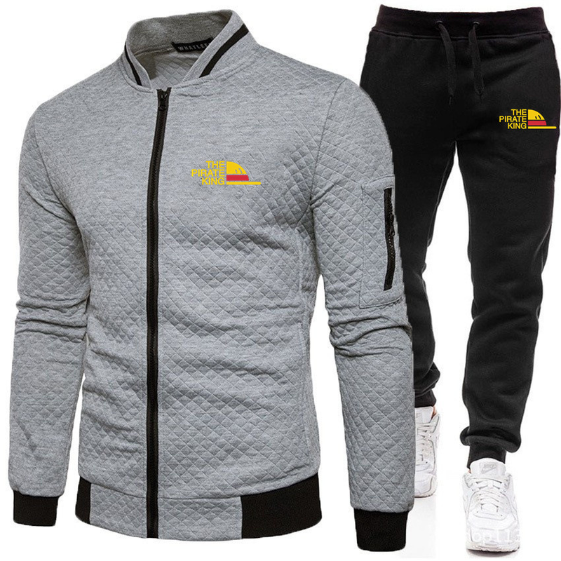 Fashion Sweater Zipper Standing Collar Sweater Jacket Men's Casual Plaid Cardigan Print Set_voghion.com