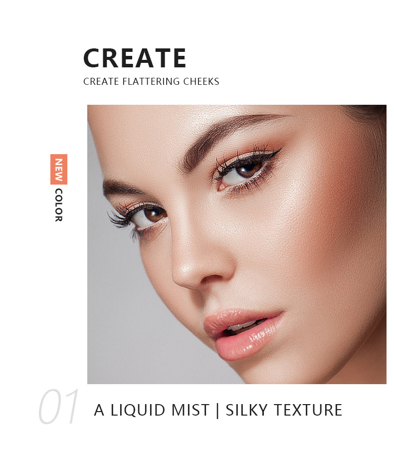 Pudaier Natural Liquid Blush Palette 9 kleuren Lichtgewicht Verlicht de teint Verbetert de natuurlijke glans 5-delige set Beauty Make-up_voghion.com