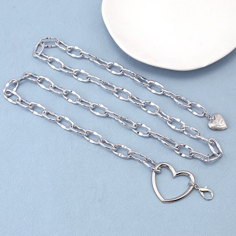 Simple And Versatile Jewelry With Hollowed Out Large Peach Chain, Cold Style Letter Heart Pendant, Waist Accessory_voghion.com