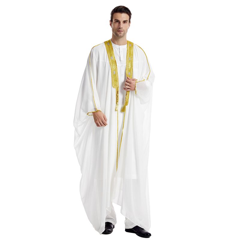 Férfi ruházat Férfi köntös Férfi hímzett hosszú ujjú medál Arany gyöngyös sifon felsőrész_voghion.com