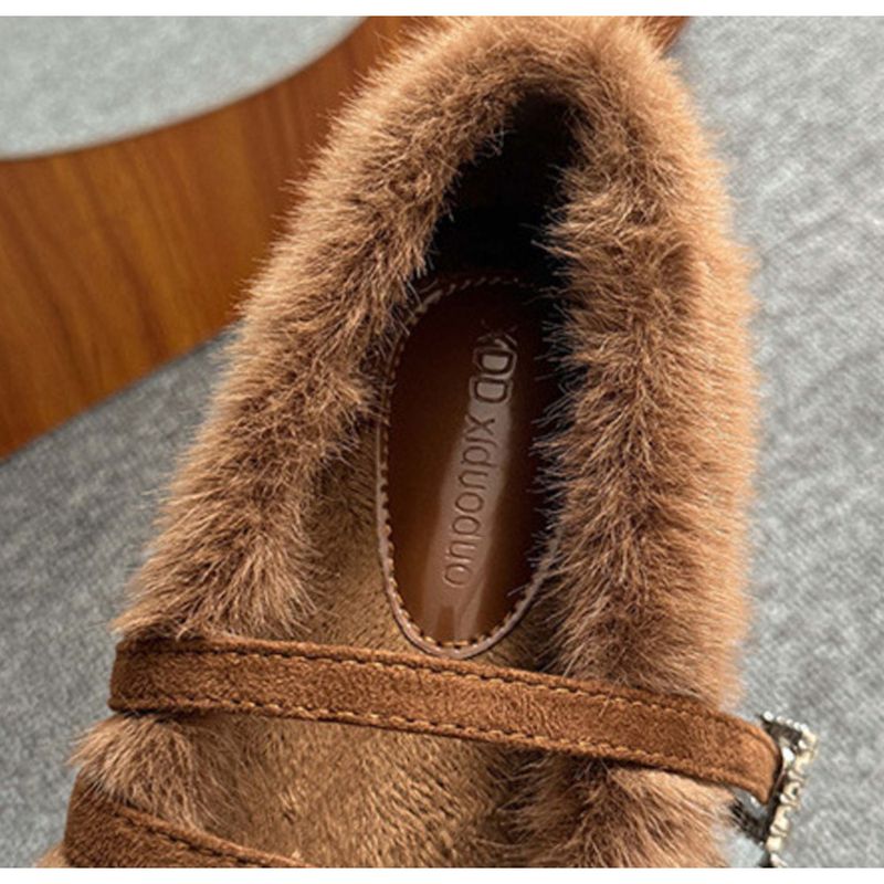 Women's 2025 Winter New Fuzzy Pointed-Toe Single-Strap Shoes_voghion.com