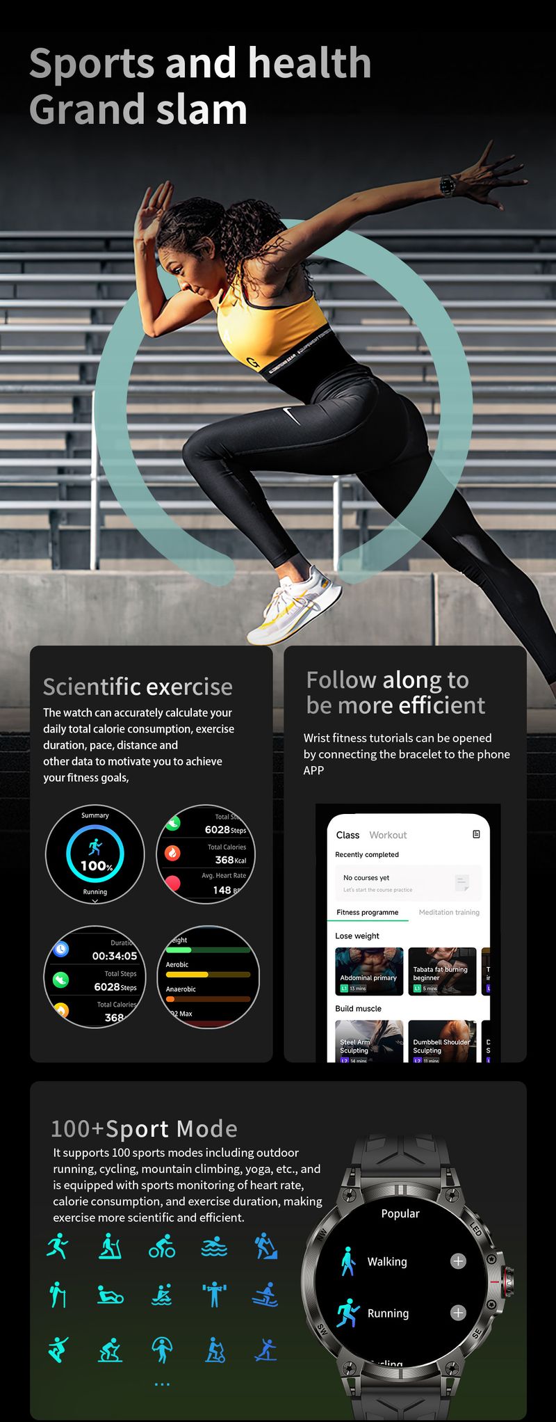 Outdoor Sports Smart Multi Function Waterproof Pedometer Alarm Clock Bluetooth Call Remote Control Camera Watch_voghion.com