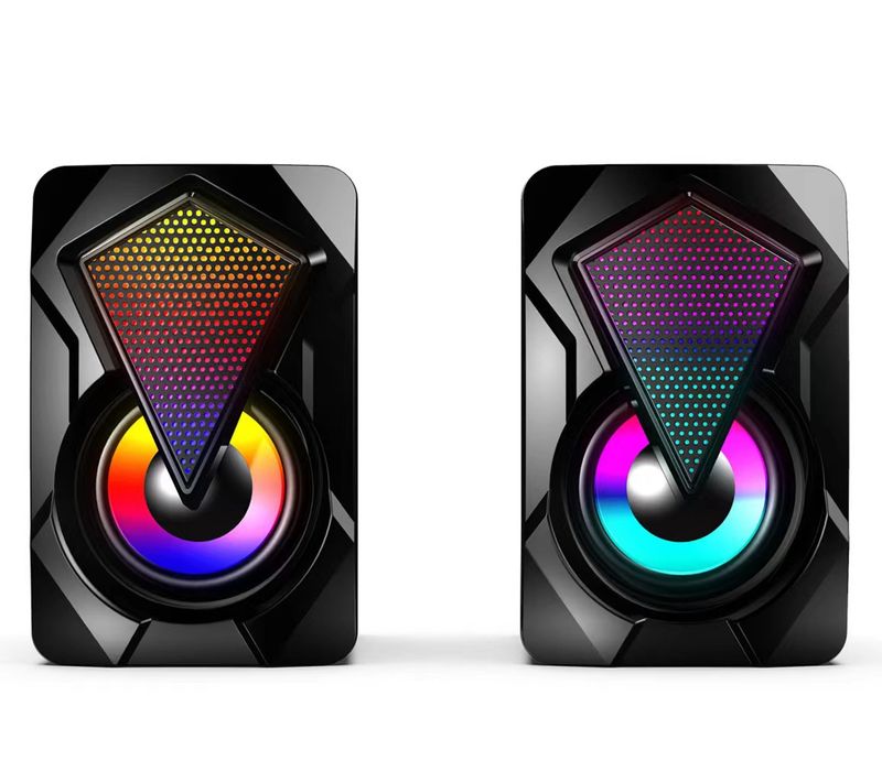X2USB Desktop 3,5 MM Audio Jack 2,0 Kabelgebundene Steuerung RGB Farbe Mini Computer Lautsprecher Mit Licht_voghion.com