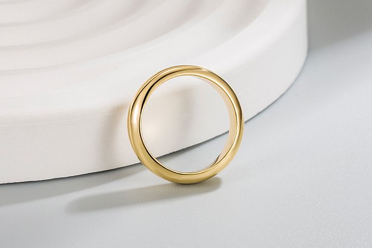 Ring gold simple smooth ring couple ring texture material color retention long lasting ring_voghion.com