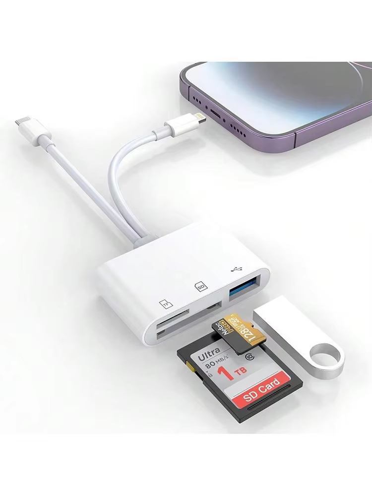 Adattatore 5 in 1 da SD Lighing/tipo C a USB 3.0/SD/TF, lettore di schede di memoria per iPhone, iPad, Samsung, Android_voghion.com