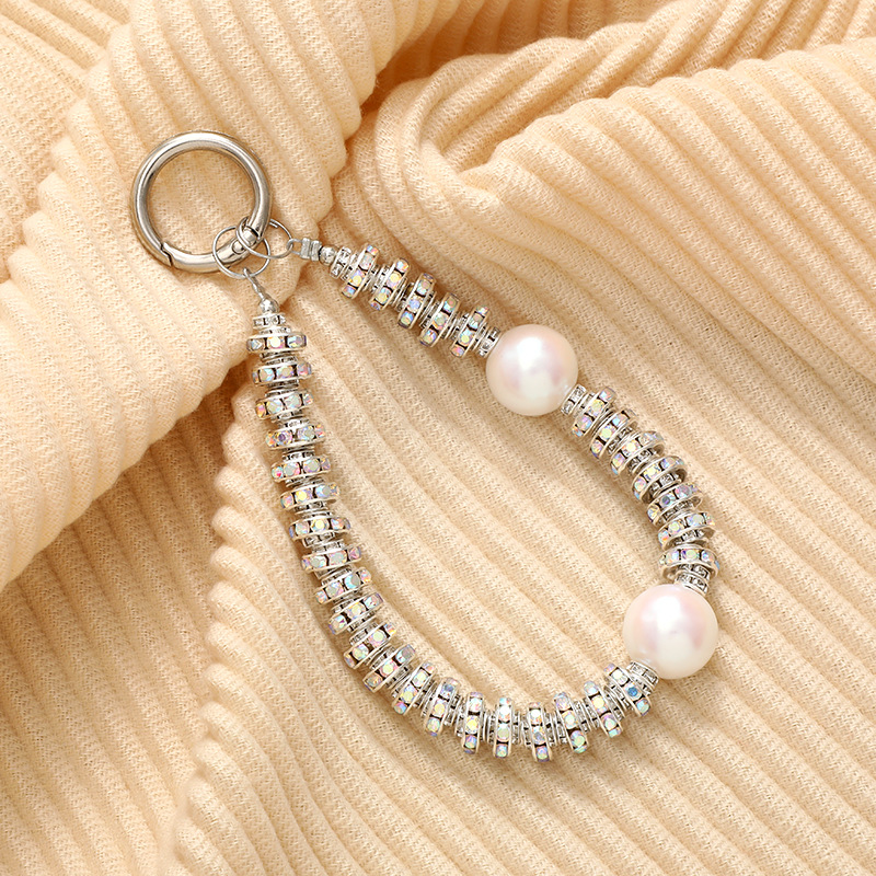 Catena per cellulare in stile leggero e lussuoso con diamanti incrostati, custodia per cellulare, ciondolo, cordino per cellulare in argilla con anello di perforazione, corda anti-smarrimento per cellulare_voghion.com