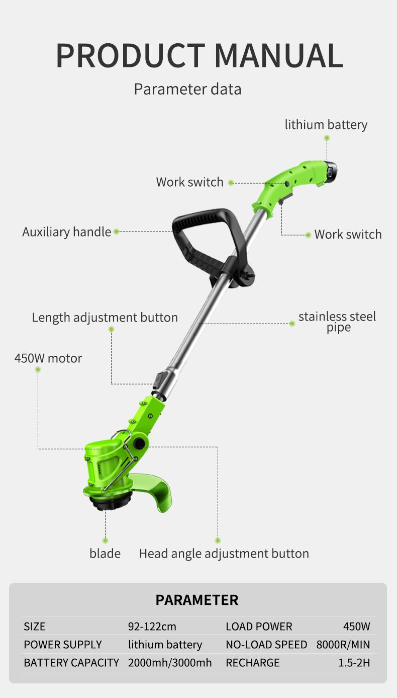 Tagliaerba a batteria al litio da 12 V, tosaerba leggero multiuso per la manutenzione di giardini e cortili, decespugliatore elettrico_voghion.com