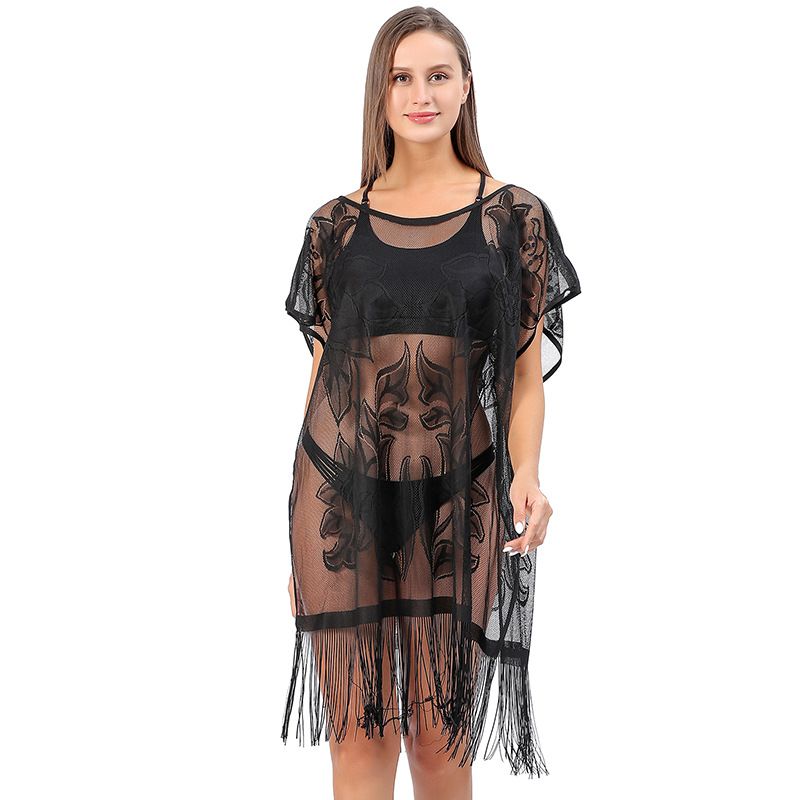 Spitzenbluse, sexy, große Blume, Strand-Stil, Bikini-Pullover, Spitzenbluse, Sonnenschutzkleidung für Damen_voghion.com