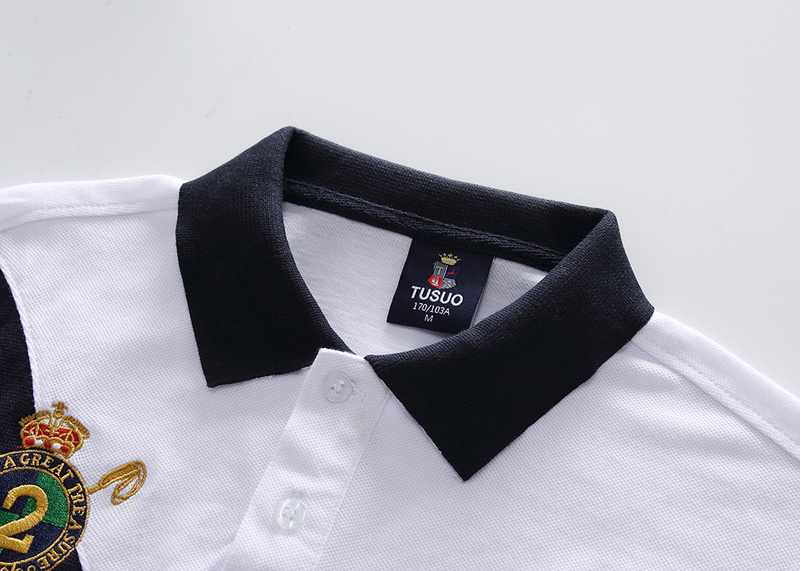 Neu Kurzarm-Poloshirt für Herren Leichter Luxus Royal Freizeit Sport Große Größe Reine Baumwolle Stickerei Farbblock_voghion.com