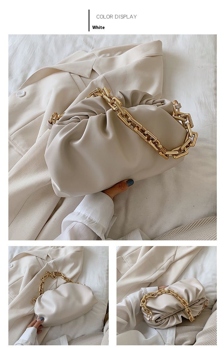 2024 New Cloud Women's Korean Edition Casual Simple Fashion Shoulder Bag Chained Handbag_voghion.com